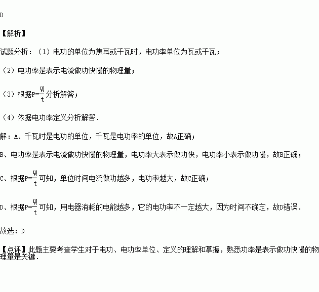 电功率的国际单位是什么常用的单位还有什么