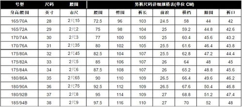 男士175尺码对照表是多少？