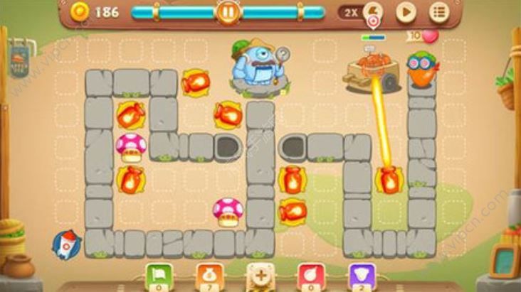 保卫萝卜3集市爬梯1层怎么过 集市第61关攻略