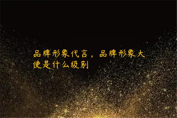 品牌形象代言，品牌形象大使是什么级别
