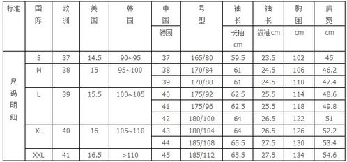 男士裤子尺码对照表体重身高,男士裤子尺码对照表图