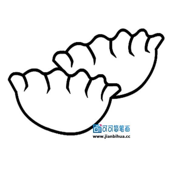 一盘饺子画法