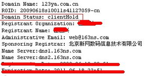 域名状态： clientHold